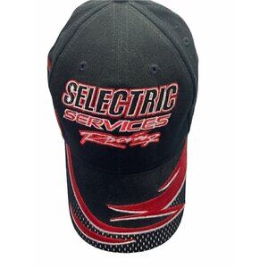Selectric Services Racing Hat Cap. Black & Red Adjustable